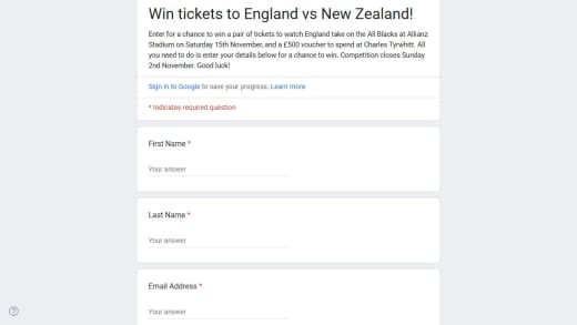 Charles Tyrwhitt Voucher and Rugby Tickets