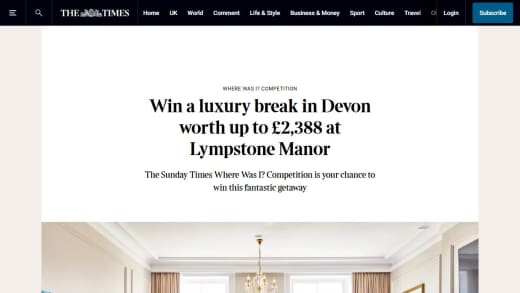 Win Luxury Hotel Stay in Devon Luxury Hotel Stay in Devon