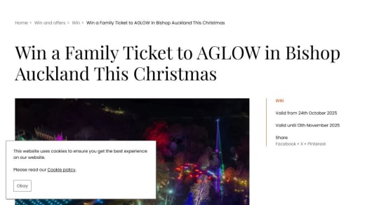 Win Ticket To Aglow Light Trail In Bishop Auckland Ticket To Aglow Light Trail In Bishop Auckland