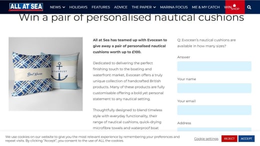 Pair Of Personalised Nautical Cushions