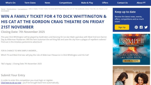 Family Ticket To Dick Whittington And His Cat