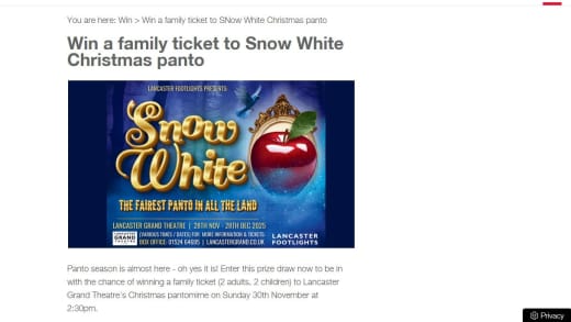 Family Ticket To Snow White Christmas Panto