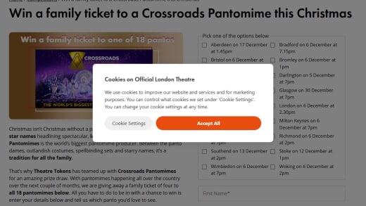 Family Theatre Tickets to Crossroads Pantomimes