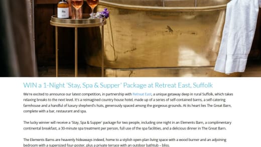 One Night Stay, Spa, and Supper Package for Two at Retreat East