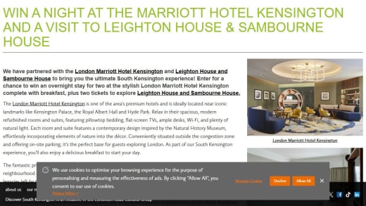 Overnight Stay at Marriott Hotel Kensington with Museum Tickets