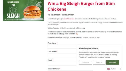 Slim Chickens Sleigh Burger Meal