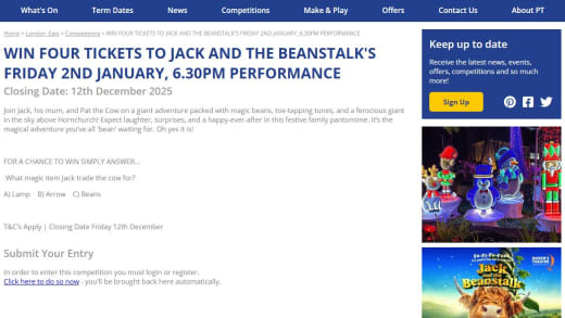 Four Tickets To Jack And The Beanstalk