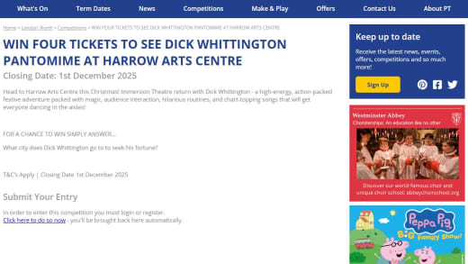 Four Tickets To Whittington Pantomime