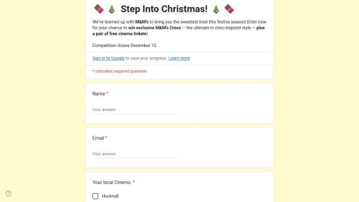 M&M's Crocs and Cinema Tickets