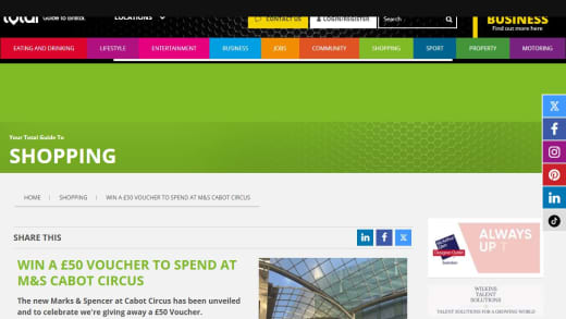 M&S Voucher for Cabot Circus