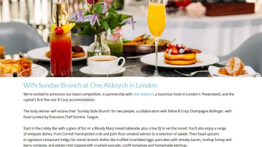 Sunday Style Brunch for Two at One Aldwych