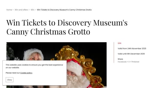 Tickets To Discovery Museum's Canny Christmas Grotto