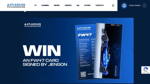 FW47 Card Signed By Jenson Button