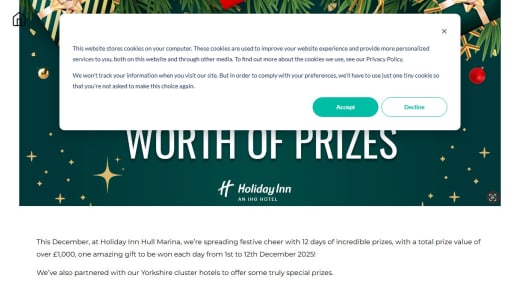 Holiday Inn Hull Marina 12 Days of Christmas Prizes