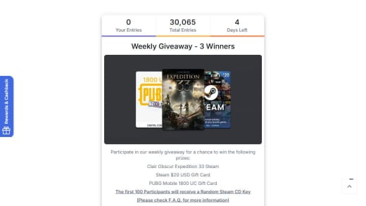 Clair Obscur Expedition 33 Key, Steam Voucher, and PUBG Mobile Voucher