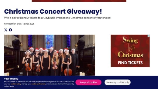 Band A Tickets To A Citymusic Promotions Christmas Concert