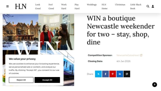 Boutique Newcastle Weekender For Two