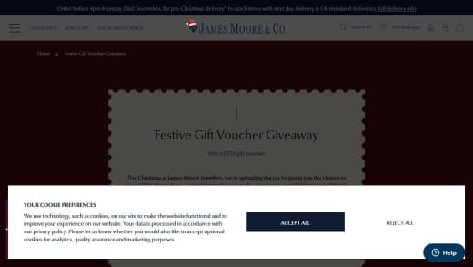 Gift Voucher For James Moore Jewellers