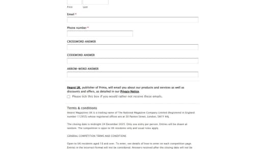 Prima Magazine Crossword Cash Prize