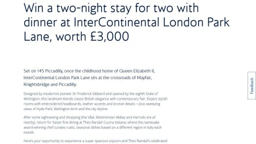 Two Nights Stay at Intercontinental London Park Lane