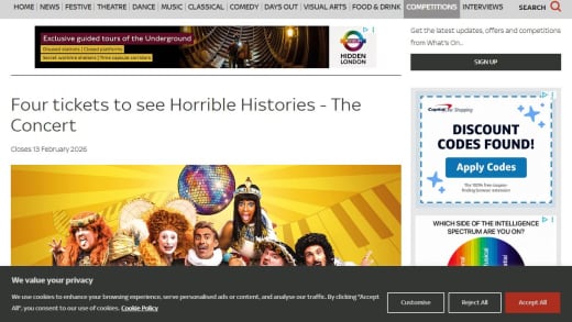 Four Tickets To Horrible Histories - The Concert