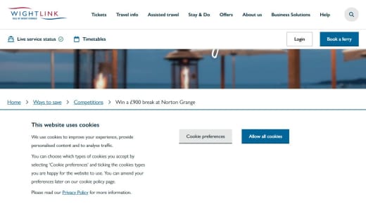 Norton Grange Accommodation and Ferry Travel Package