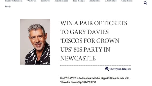 Pair Of Tickets To Gary Davies Discos For Grown Ups 80S Party
