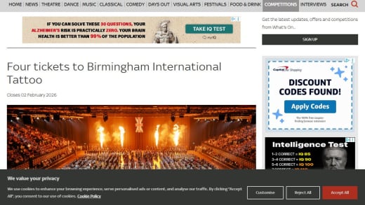 Four Tickets To Birmingham International Tattoo