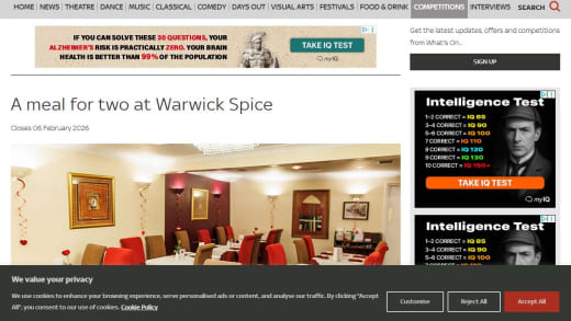 Meal For Two With Drinks