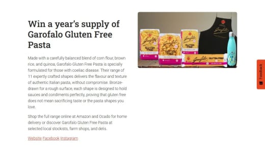 Year's Supply Of Garofalo Gluten Free Pasta And Merchandise