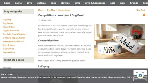 Ceramic Love Heart Dog Bowl