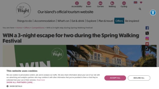 Isle Of Wight Escape For Two During Spring Walking Festival