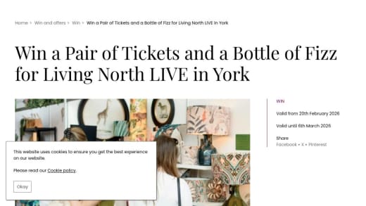Pair of Tickets and Bottle of Prosecco for Living North LIVE York