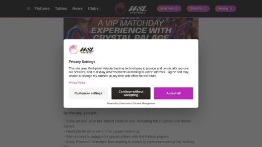 Vip Matchday Experience With Crystal Palace