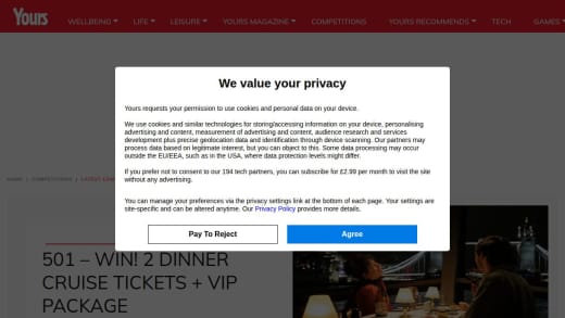 London Dinner Cruise Tickets VIP Package