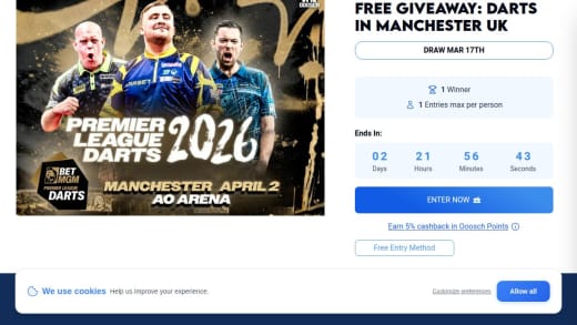 Night Away At The Darts In Manchester For Two