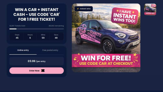 Fiat 500X Car and Cash Prize Pool