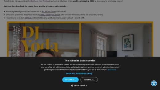 Overnight Stay and Cheltenham Jazz Festival Tickets Package