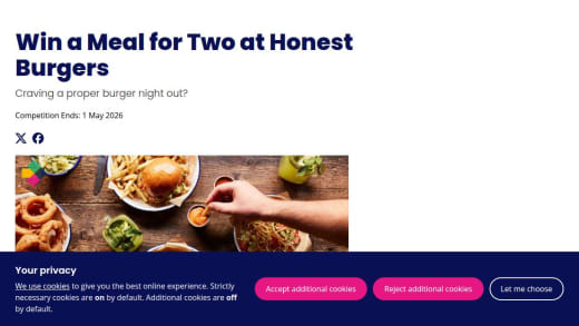 Meal For Two Voucher At Honest Burgers