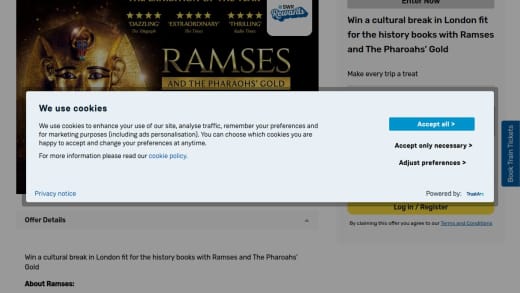 London Break with Ramses and The Pharaohs' Gold Tickets and Hotel Stay