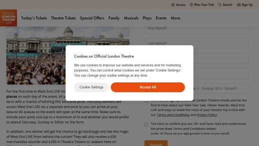 Theatre Tokens, Merchandise Voucher, and Backstage Access