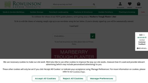 Rowlinson Marberry Trough Planter 1.8m