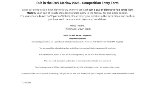 Tickets to Pub in the Park Marlow Festival