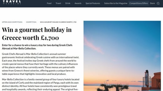 Gourmet Holiday Stay For Two In Greece