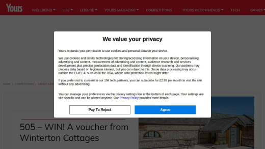 Voucher for Winterton Cottages Stay