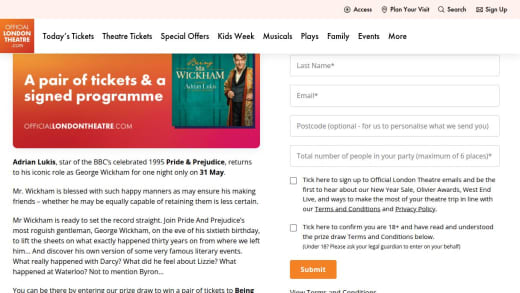 Theatre Tickets and Signed Programme