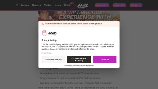 Vip Matchday Experience With Liverpool Fc Women