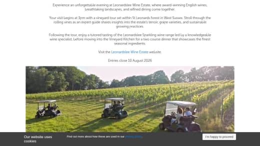 Evening At Leonardslee Wine Estate Experience