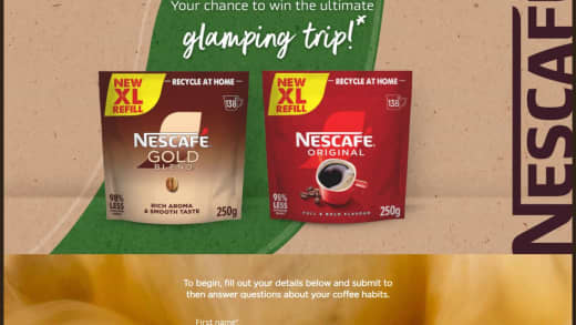 Glamping Getaway E-Gift Card and Nescafé Gold Blend Products