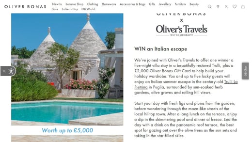 Italian Villa Stay and Shopping Voucher